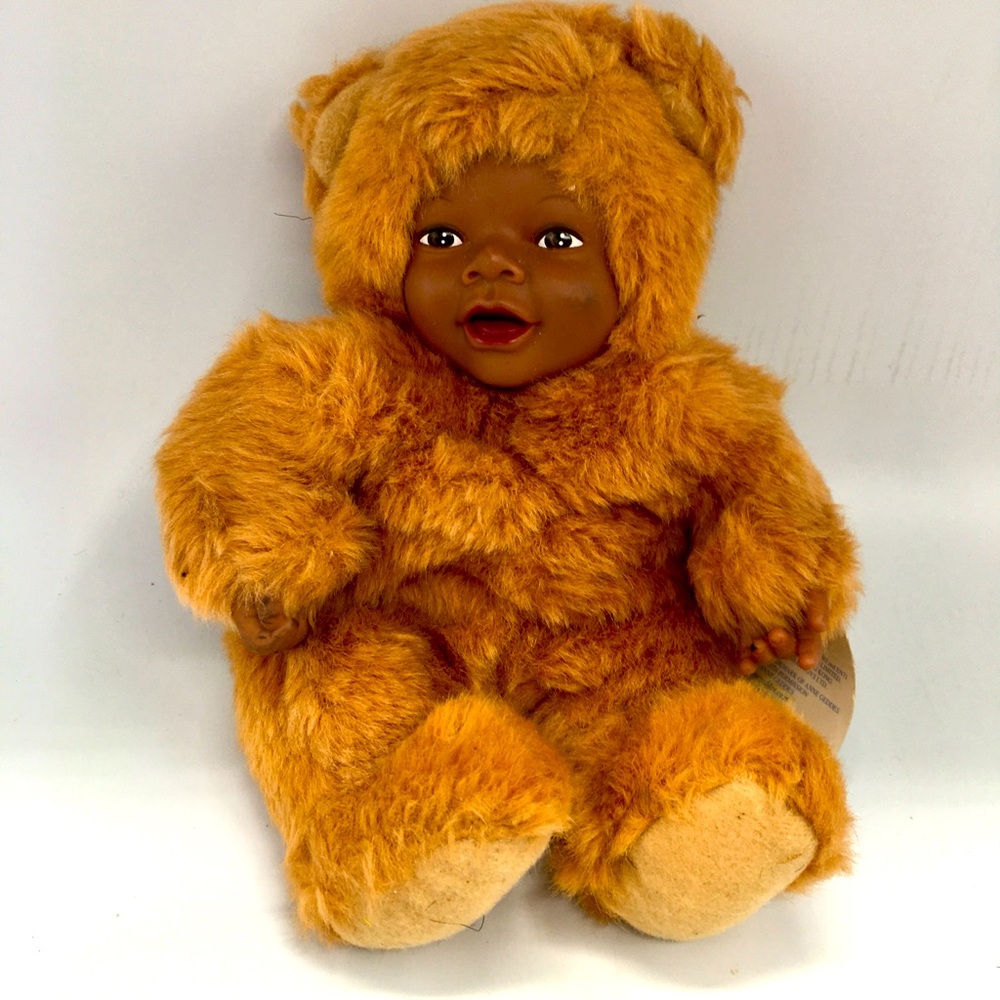 Vintage 1998 Anne Geddes African American Baby Bear Stuffed Animal Collectible